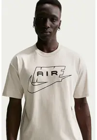 Tricou lejer cu imprimeu logo pe piept - Crem