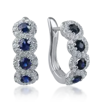 Cercei cu tortite din aur alb cu safire si diamante de 1.9ct