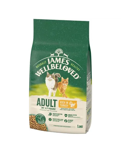 JAMES WELLBELOVED 1,5 kg hrana pisici adulte 1-7 ani bogata in curcan