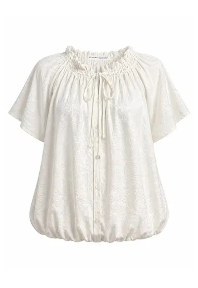 Bluza dama - regular fit - imprimeu Paisley - ivory - material subtire