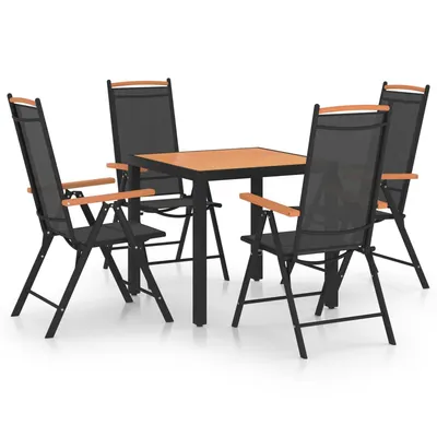 Gossi set mobilier de exterior, 5 piese, negru, aluminiu