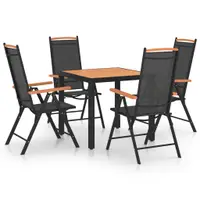 Gossi set mobilier de exterior, 5 piese, negru, aluminiu