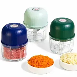 Tocător Electric Fără Fir 11.3×9cm, Încărcare TYPE-C, 2 Lame din Oțel Inoxidabil, Recipient 260ml pentru Legume