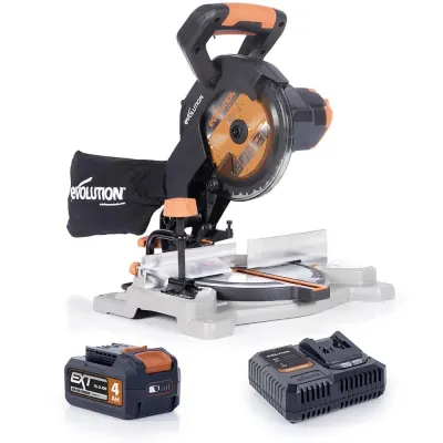 Fierastrau circular stationar multifunctional cu acumulator Evolution R185CMS-Li 18V Li-Ion EXT cu lama de taiere multi-materiale de 185mm
