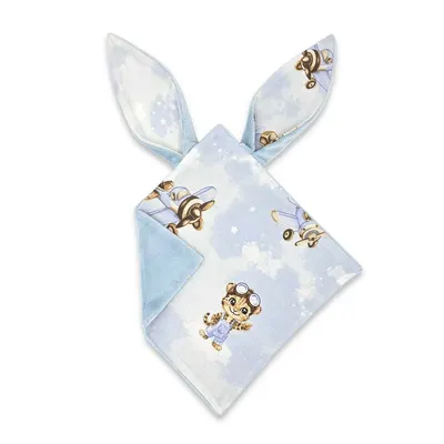 Jucarie textila senzoriala, Qmini, Moale, Cu doua fete, 30 x 30 cm, Din tesatura minky si bumbac, Materiale certificate Oeko Tex Standard 100, Sky Adventure