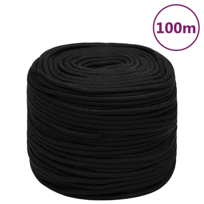vidaXL Frânghie de lucru, negru, 8 mm, 100 m, poliester