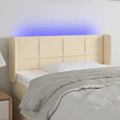 vidaXL Tăblie de pat cu LED, crem, 103x16x78/88 cm, textil