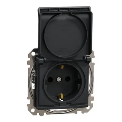 Sedna Design, Priza 2P+E cu obturatoare si capac,fara surub,antracit