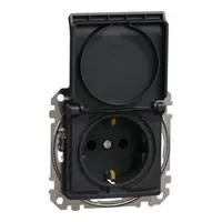 Sedna Design, Priza 2P+E cu obturatoare si capac,fara surub,antracit