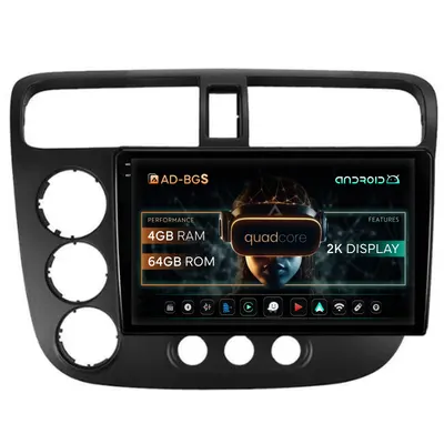 Navigatie 2K Honda Civic (1998-2005), Android, S-Quadcore 4GB RAM + 64GB ROM, 9.5 Inch - AD-BGS90042K+AD-BGRKIT018