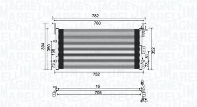 Radiator AC condensator potrivit HYUNDAI SONATA IV; KIA MAGENTIS I 2.0 2.5 2.7 05.01-09.05