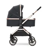Carucior 2 in 1 pentru copii Lorelli Reya Black, cadru din aluminiu, suspensii, geanta, cos individual cu maner de transport, maner si sezut reversibile, greutate suportata 22 kg