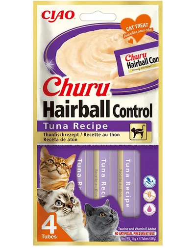 INABA Churu Hairball Tuna 4x14 g piure ton pentru pisici