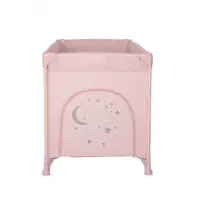 Patut Lorelli Noemi Mellow Rose Star pliabil, cu 1 nivel, laterala cu fermoar, roti cu sistem de blocare, salteluta si geanta de transport incluse