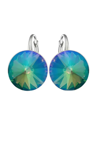 Cercei Argint 925 placat cu rodiu cu cristale Swarovski® Rivoli 10mm Leverback - Multicolor