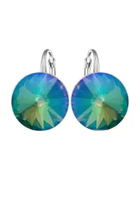 Cercei Argint 925 placat cu rodiu cu cristale Swarovski® Rivoli 10mm Leverback - Multicolor