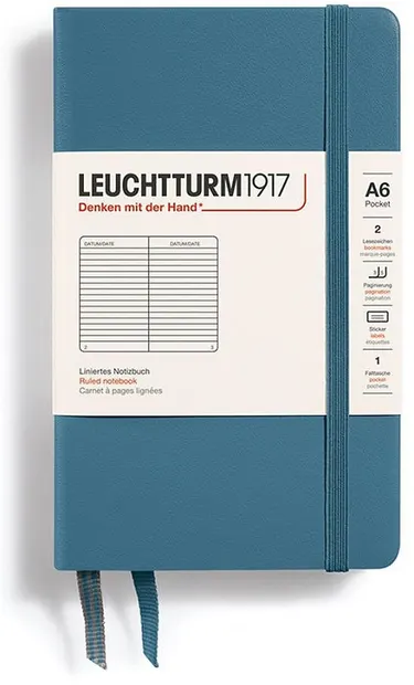 Caiet Leuchtturm1917 Rising Colors - A6, albastru deschis, liniat, copertă rigidă