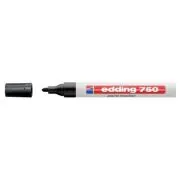 Marker permanent Edding 750, cu vopsea, corp metalic, alb, varf rotund, 2-4 mm, negru