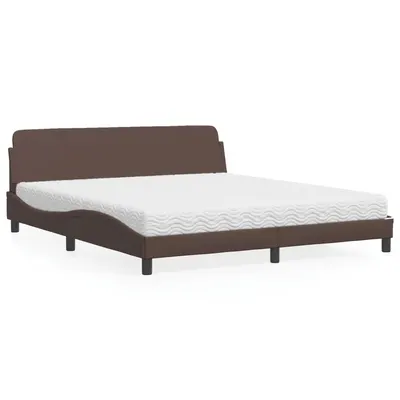 vidaXL Pat cu saltea, Dover, maro, 180x200 cm, piele ecologică