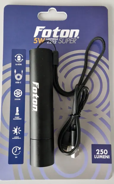 Lanterna Foton Super Z222 LED 5W cu Zoom, Lupa si incarcare USB-C