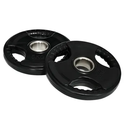 SPORTNOW Discuri de greutate, plăci 2 x 5 kg, cu trei mânere, orificiu Ø 5 cm, acoperire din cauciuc, negru | Aosom Romania