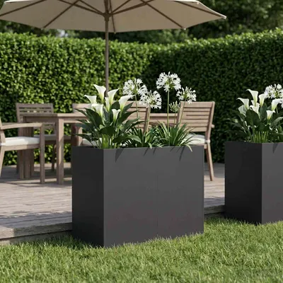 vidaXL Vază pentru Grădină Negru 80 x 40 x 60 cm Oțel laminat la rece