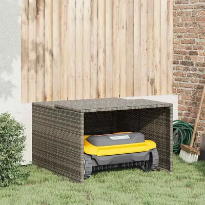 vidaXL Garaj pentru mașina de tuns iarba, gri 86x90x52/57 cm poliratan