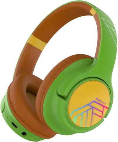 Căști pentru copii cu microfon PowerLocus - Bobo,wireless, verde