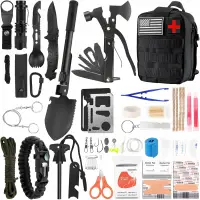 Kit complet de supravietuire multifunctional 92 in 1,Instrumente profesionale multifunctionale, vanatoare, drumetii, alpinism si aventuri in aer