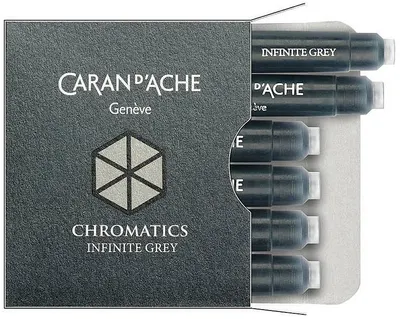 Set cartuse pentru stilou Caran d'Ache Chromatics - Infinite Grey, 6 bucati