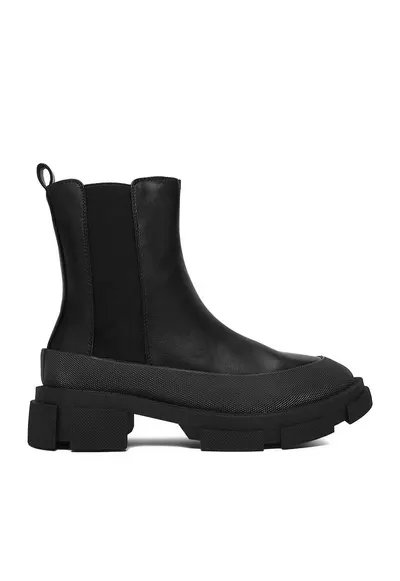 Botine dama 13059-2-BLACK - negru - material sintetic