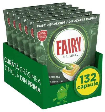 Tablete pentru mașina de spălat vase Fairy - All in One, Original, 132 buc