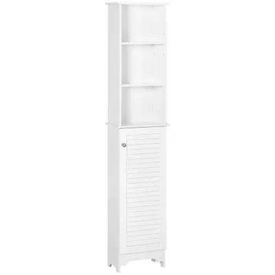 HOMCOM Coloană Baie 3 Niveluri Dulapior Închis Economie Spațiu MDF PAL 34x20x165cm Alb | Aosom Romania