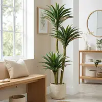 Plantă artificială Yucca 160 cm, cu frunze verzi, lungi și ascuțite, cu detalii realiste, pentru interior, ghiveci negru inclus