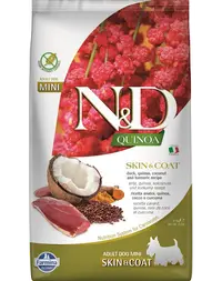 FARMINA N&D Quinoa Mini Skin&Coat hrana caini talie mica 2,5 kg rata si nuca de cocos