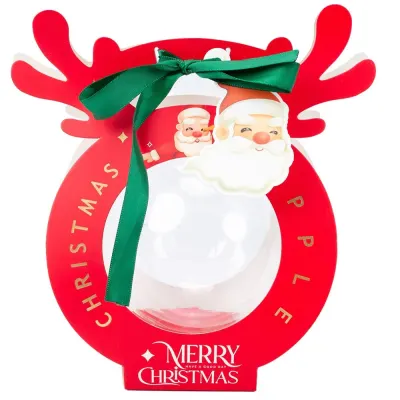 Cutie Crăciun rotundă cu glob transparent (set 25 buc) - Roșu