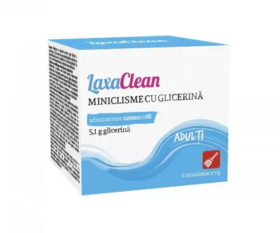 Miniclisme cu glicerina 5,1 g pentru adulti LaxaClean, Viva Pharma | 6 bucati