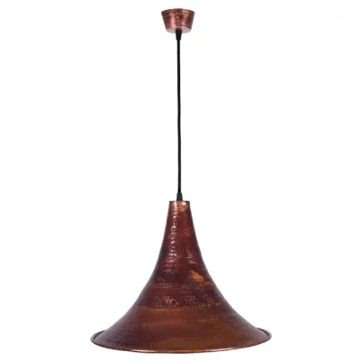 Lustra vintage din cupru CS07CO, finisaj lovitura de ciocan, rustic, diametru 38 cm