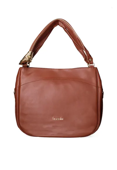 Geanta de piele cu bareta Celeste Chic - Maro