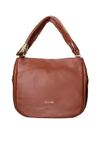 Geanta de piele cu bareta Celeste Chic - Maro
