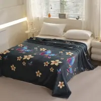 Patura Pufoasa CoCoLiNo (Fleece), 200x230cm, 240gr/mp, Verde, Flori - Rasfatul Perfect pentru Serile Racoroase