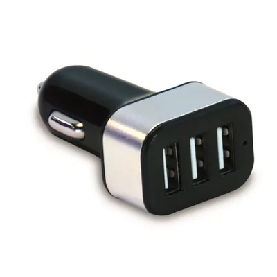 Incarcator Auto 3xUSB 3.1A Negru + Argintiu
