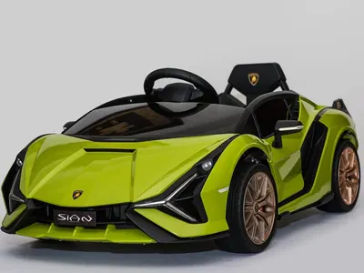 Masinuta electrica pentru copii Nichiduta Lamborghini Sian verde 70W cu scaun din piele, slow start ,faruri si lumini led, unitate audio cu display si mufa Mp3 si Usb