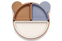 Farfurie din silicon cu 3 compartimente detasabile Kidnort Retter Brun