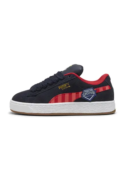 Pantofi sport de piele intoarsa cu sireturi - Albastru ultramarin/Rosu vermillion