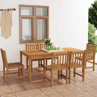 vidaXL Set de mobilier de grădină cu 7 piese, 180x90 cm, lemn masiv de tec