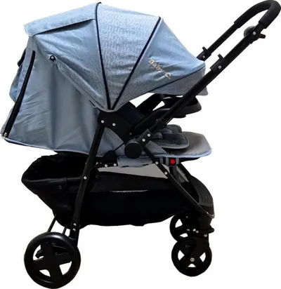 Carucior pentru copii Baby Care Pro SK10 Turquoise cu Maner reversibil, Spatar reglabil in 3 trepte, Frana picior, Pliabil