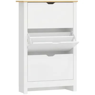 HOMCOM Dulap Slim pentru 18 Pantofi, 3 Sertare cu 2 Rafturi Reglabile Alb | Aosom Romania