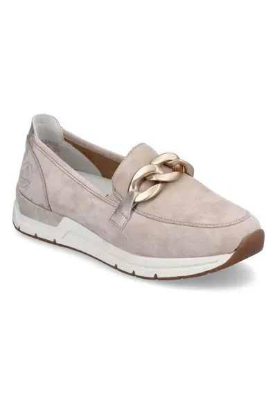 Pantofi mocasin bej slip-on Rieker 58944-60