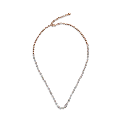Colier tennis din aur roz cu diamante de 6.69ct